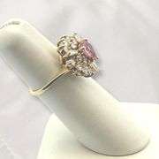 Yellow Gold Pear Cut Pink Sapphire with Mixed Cut Baguette and RBC Diamond Ring