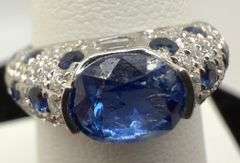 Sapphire and Diamond Ring in 18K White Gold