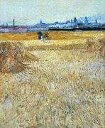 Collectible Vincent van Gogh, The Mowers, Arles in the Background (1888)