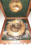 Brass Sundial Compass with Wooden Box