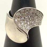 18k White Gold Pave Diamond Ring - Size 6.5
