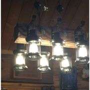 Farmhouse Industrial Rustic Wood Beam Chandelier