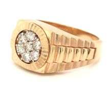 10kt Yellow gold 0.55ctw diamond cluster Rolex style ring