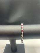 Gorgeous 18kt White Gold Simulated Red Ruby  Diamond Tennis Bracelet