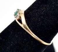 Beautiful 14K Yellow Gold Emerald Gemstone and Diamond Ring