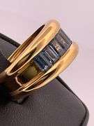 18K YELLOW GOLD BLUE TOPAZ BAND / RING