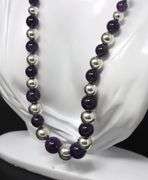 925 Sterling silver amethyst and silver beads necklace