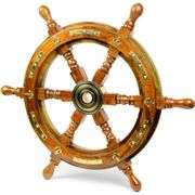 16-Inch Brass and Rosewood Nautical Steering Wheel