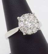 1.02CTW Diamond Halo Ring Made in 14k White Gold