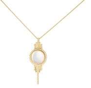New Doves By Doron Paloma MOP Quartz and 0.43ctw Diamond Pendant Necklace in 18K
