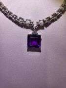 14k white gold Exquisite 9.25 cwt. Amethyst & Diamond Necklace – A Masterpiece of Elegance