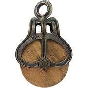 Cast Iron and Wood Farm Pulley