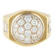 Gents 1.85ctw Round and Princess Cut Diamond Cluster Ring in 14K