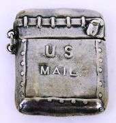 Antique Sterling U.S. Mail Stamp Case & 1 Cent Stamp