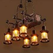 Farmhouse Industrial Rustic Wood Beam Chandelier