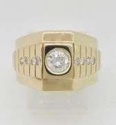 Men's Bezel Set Diamond Ring in 14k Yellow Gold