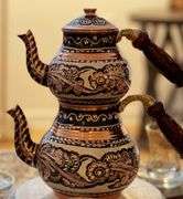 Artisanal Handcrafted Arabic Copper Tea Kettle Set