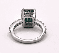 14 Kt White Gold Plate Rare 6.5 Ct VVs1 Emerald Green Fire Moissanite Ring