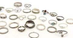 Vintage 925 sterling silver group lot of rings