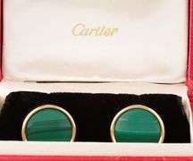 Vintage Cartier Round Malachite Cufflinks