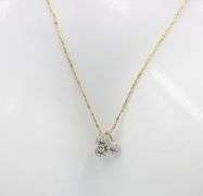 10kt Yellow gold 0.25ctw 2 toned diamond cluster pendant on chain