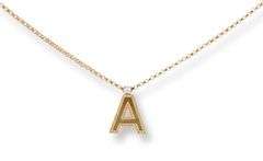 18kt Yellow gold Roberto coin princess cut diamond A initial pendant on adjustable chain
