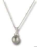 Dreamy White Gold Cultured Pearl and Diamond Pendant on Chain
