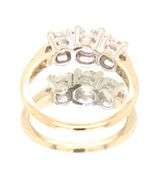 14kt Yellow gold 1.25ctw European and round cut 3 stone diamond ring
