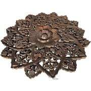 Hand-Carved Teak Wood Water Lily Art