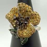 14k white gold and multicolor sapphire ring, size 8.5