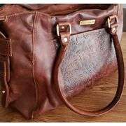 Genuine Leather Embossed Shoulder Handbag