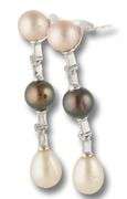 Fantastic 14kt WG Tri-Color Fresh Water Pearl Dangle Earrings