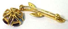 Colorful 18K Yellow Gold Gemstone Flower Brooch