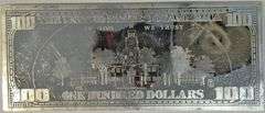 Attractive 4 Troy Oz $100 bill facsimile pure .999 fine silver bar