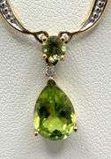 16" 14k gold Peridot and diamond necklace