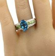 Charming Blue Topaz, Peridot and Sapphire Cocktail Ring