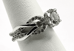 14 Kt White Gold Plated Sparkling 3.15 Ct White Ice Blue Simulated Diamond Ring