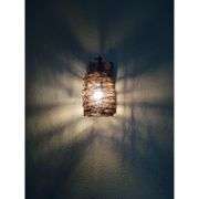 Rustic Rattan Lantern Wall Sconce