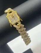 55 Ctw Impressive 40.1 Gram 14Kt Yellow Gold Plated Miami Cuban Link Bracelet