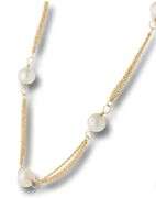 Stunning Yellow Gold 6.5mm Pearl Station Necklace