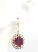 14kt Yellow gold ruby and diamond cluster earrings