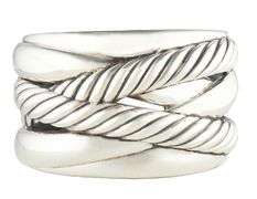 David Yurman Cable Classic Wide Crossover Cuff Bracelet in Sterling