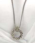 David Yurman diamond cable circle pendant on adjustable chain