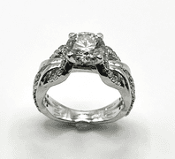 14 Kt White Gold Plated Sparkling 3.15 Ct White Ice Blue Simulated Diamond Ring