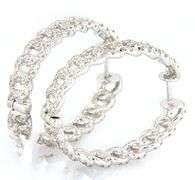 New 1.36ctw Diamond Curb Link Style Hoop Earrings in 14K