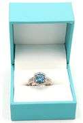Rare Gorgeous 2.00CTS London Blue Topaz & 0.35CTW single cur faceted Diamond Ring in Sterling Silver