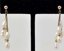 Pearl Dangle Earrings in 14K Yellow Gold