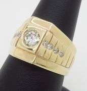 Men's Bezel Set Diamond Ring in 14k Yellow Gold