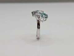 Dazzling 3 Stone 3.67 Ct Vvs1 Rare White Ice Blue Fire Moissanite Ring