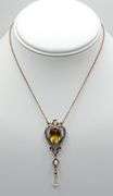 Victorian 14K Yellow Gold Citrine and Pearl Necklace